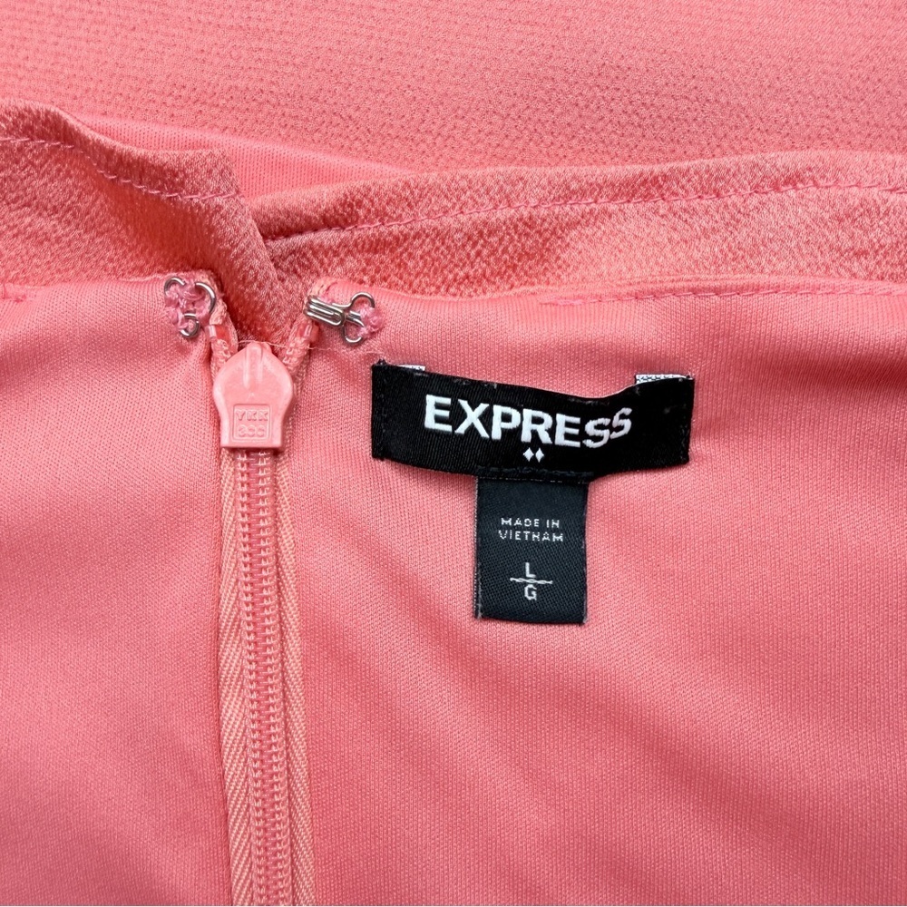 Express Coral Pink Wrap Mini Dress with Tie - Picture 7 of 8